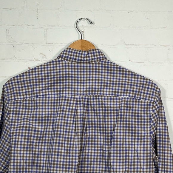 Johnnie-O Check Plaid Button Up Shirt Mens Size Small Purple Brown Cotton - Picture 13 of 14
